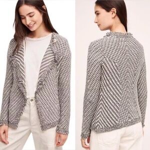 Anthro Angel of the North|Artsy tweed fringe cardigan jacket•••cotton,wool blend